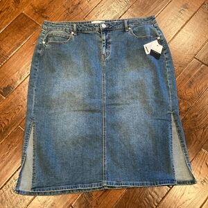Eloquii Elements Denim Midi Skirt Size 20 NEW